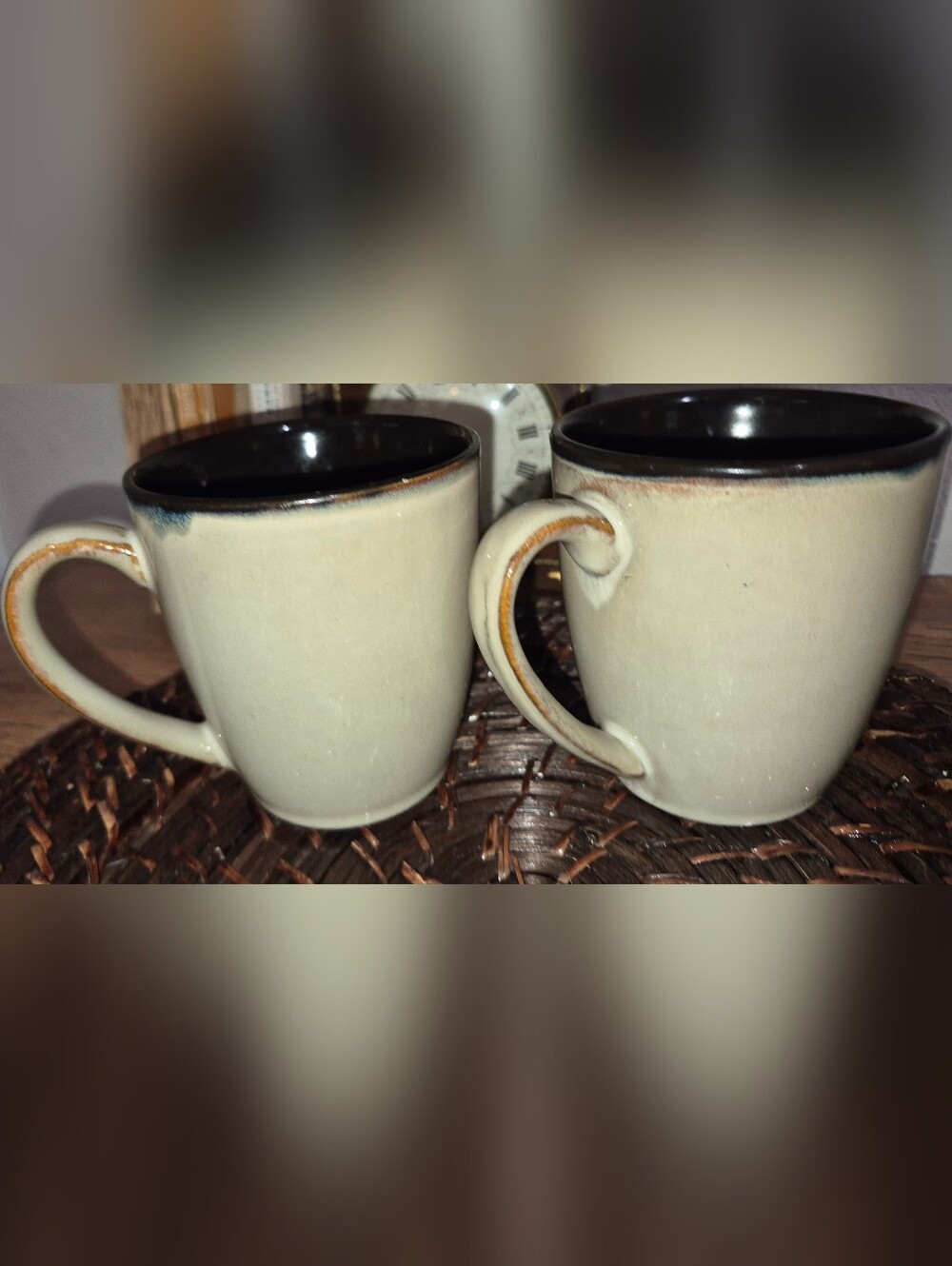 Pair Of Pfaltzgraff Two-Tone Ceramic Mugs in Cream and Brown